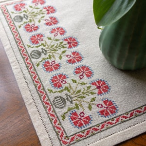 Peloponnesian Poppies Cross Stitch Kit Folk Embroidery | Greek Pattern | Confident Beginner