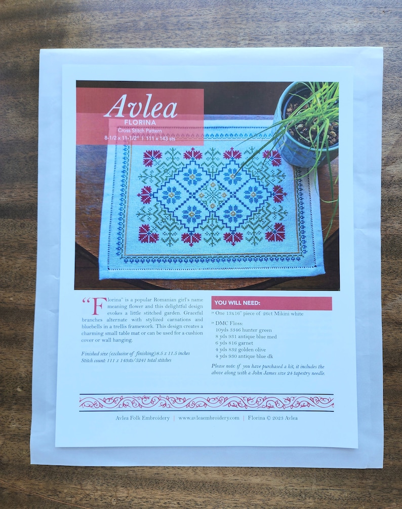 Cross stitch kit Florina Avlea Folk Embroidery counted thread great for beginners specialty fabric image 5