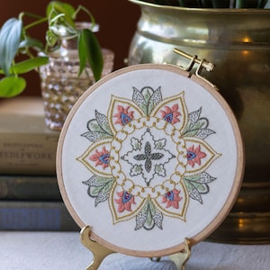 Thessaly Floral Embroidery Kit: Easy Craft with Stamped Fabric