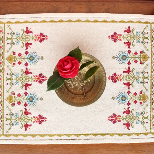 Cross Stitch Kit Evanthia table runner from Avlea Folk Embroidery