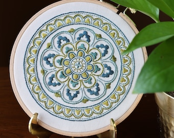 Embroidery hoop kit Avlea Folk Embroidery Myra Medallion great for beginners printed design