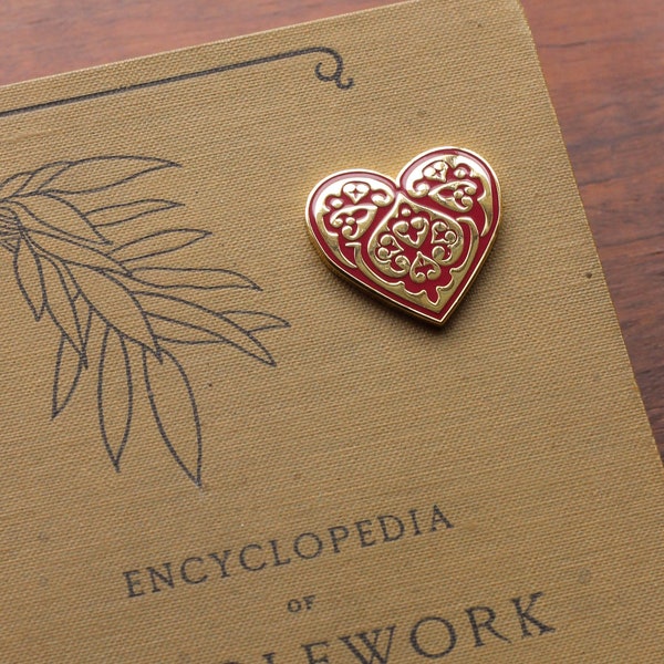 Enamel pin or needleminder Byzantine Rose by Avlea Folk Embroidery