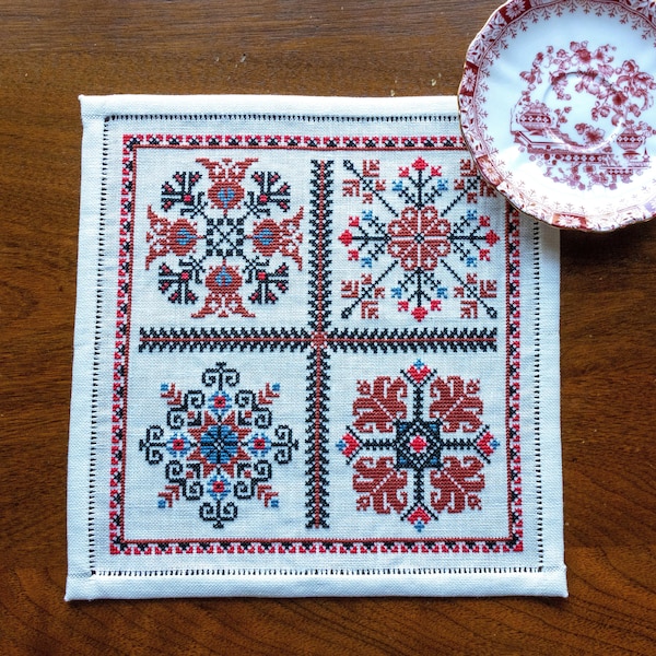 Cross Stitch Kit Balkan Quartet by Avlea Folk Embroidery counted thread great for beginners