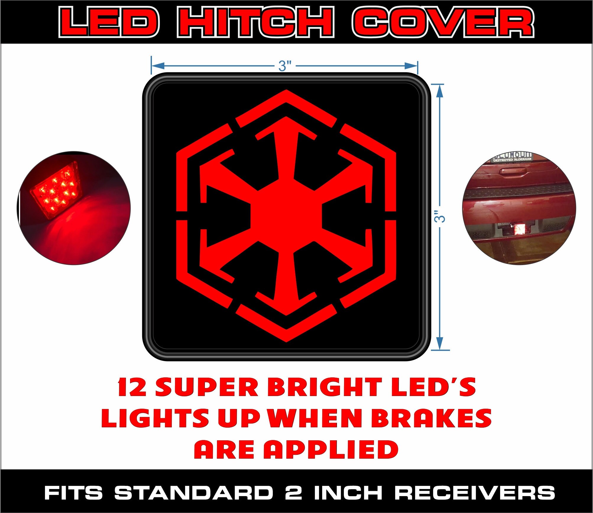 Star Wars Led Hitch Cover Sith Empire Logo Etsy