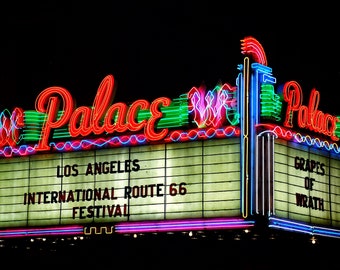 Palace Theater | Downtown Los Angeles Cinema | Vintage Neon Sign  Marquee | Hotel Restaurant Decor | Night Photography