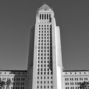 L.A. City Hall | Los Angeles California | Art Deco Building | Southern California Architecture Black & White | Hotel Restaurant Decor