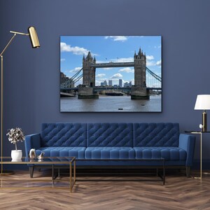 Tower Bridge & Canary Wharf | 40x50 Large Canvas Photo Art | River Thames City of London England | Hotel Décor | Restaurant Décor