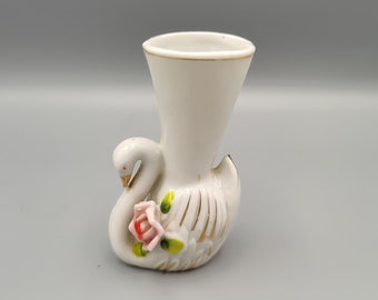 Swan Mini Bud Vase - Rescue Me Vintage SE - with Rose Vintage Ceramic Occupied Japan