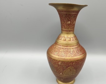 Signed Solid Brass Bud Vase - Rescue Me Vintage SE - India Ornate Floral Engraved Bud Vase