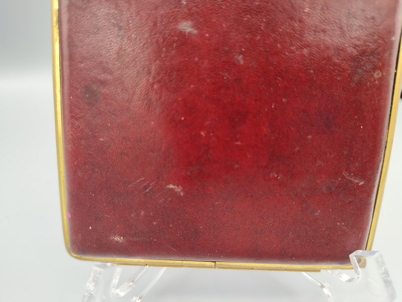 RARE West Germany Cigarette Case Rescue Me Vintage SE Gold Pfeil Burgundy Leather Cigarette Case image 6