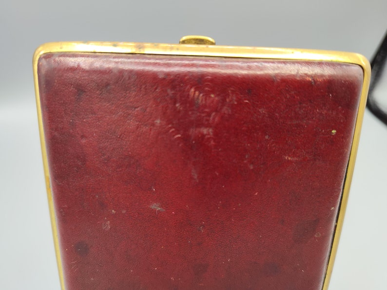 RARE West Germany Cigarette Case Rescue Me Vintage SE Gold Pfeil Burgundy Leather Cigarette Case image 5