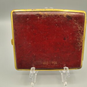 RARE West Germany Cigarette Case Rescue Me Vintage SE Gold Pfeil Burgundy Leather Cigarette Case image 8