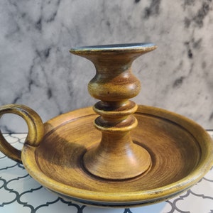 Haeger Large Ceramic Chamber Candle Holder Burnt Yellow #3057 USA - Rescue Me Vintage SE - Mid Century Modern 1960s 1970s Décor Vintage