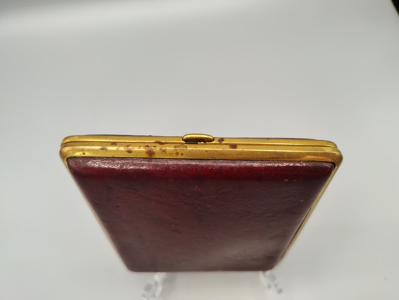 RARE West Germany Cigarette Case Rescue Me Vintage SE Gold Pfeil Burgundy Leather Cigarette Case image 7