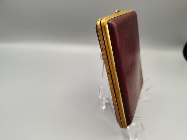 RARE West Germany Cigarette Case Rescue Me Vintage SE Gold Pfeil Burgundy Leather Cigarette Case image 4