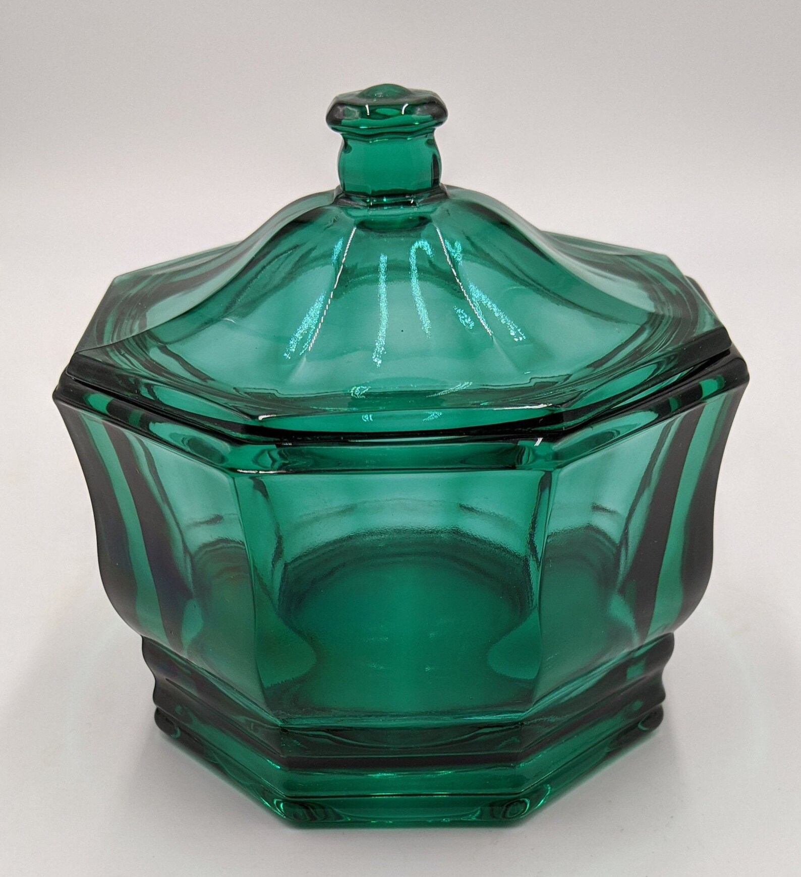 Vintage Emerald Green Glass Candy Dish with Lid Etsy