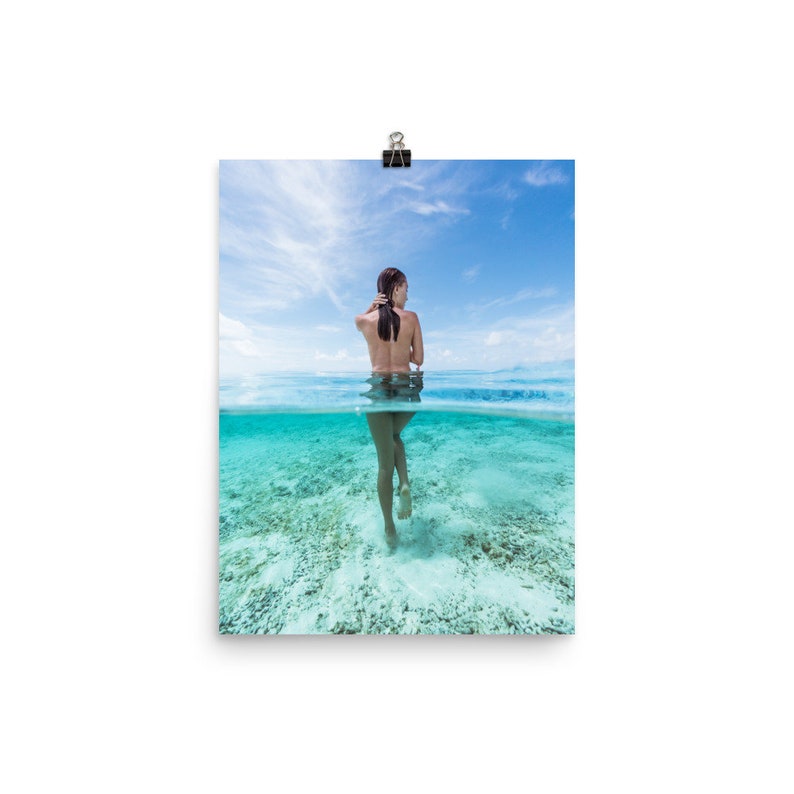 Topless Girl at the Beach Wall Poster - Nude Beach Wall Art - Erotic Ocean  Photography Print