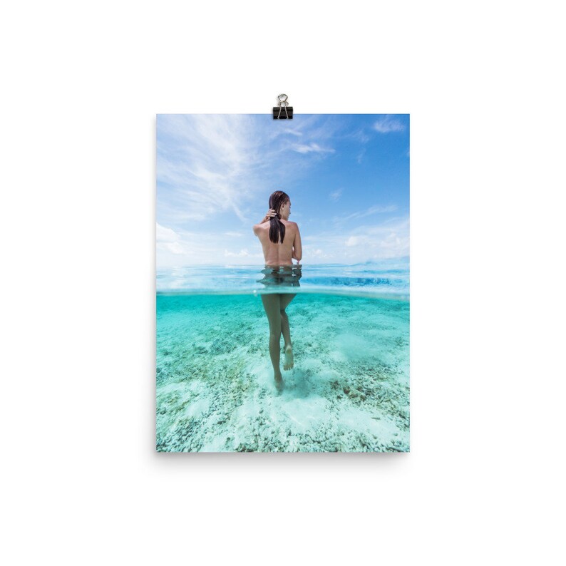 Topless Girl at the Beach Wall Poster - Nude Beach Wall Art - Erotic Ocean  Photography Print