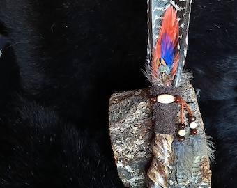 Ceremonial Smudge fan, turkey wing fan, deer antler, meditation, ritual, spiritual fan.