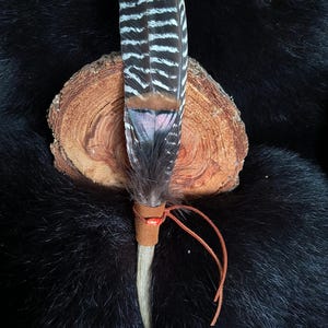 Ceremonial Smudge fan, turkey wing fan, deer antler, meditation, ritual, prayer fan ,spiritual fan.