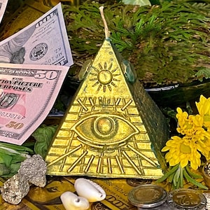 Pyramid with Eye of Providence Figure Candle + All-Seeing Eye