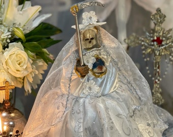 12 Santa Muerte Blanca Statue With Dress Baptized Fixed - Etsy