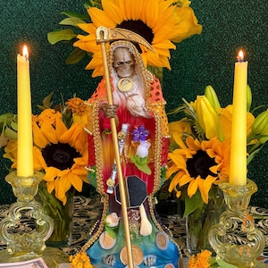Santa Muerte Siete Colores Statue + 12 ”+ Festgemacht und am Festtag getauft + 24K Gold