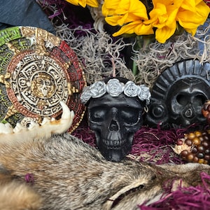 Skull Candle with Silver Roses + Ancestors + Hand Painted