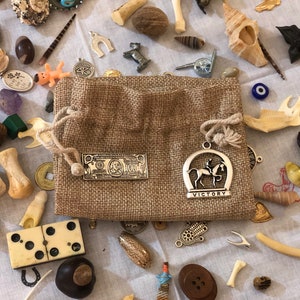 LAST ONE! Deluxe Burlap Bone, Shell, and Trinket Divination Collection (121 Pieces)