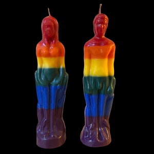 Male & Female Rainbow Figure Candles + LGBTQ+ Pride + Gay + Lesbian + Bisexual