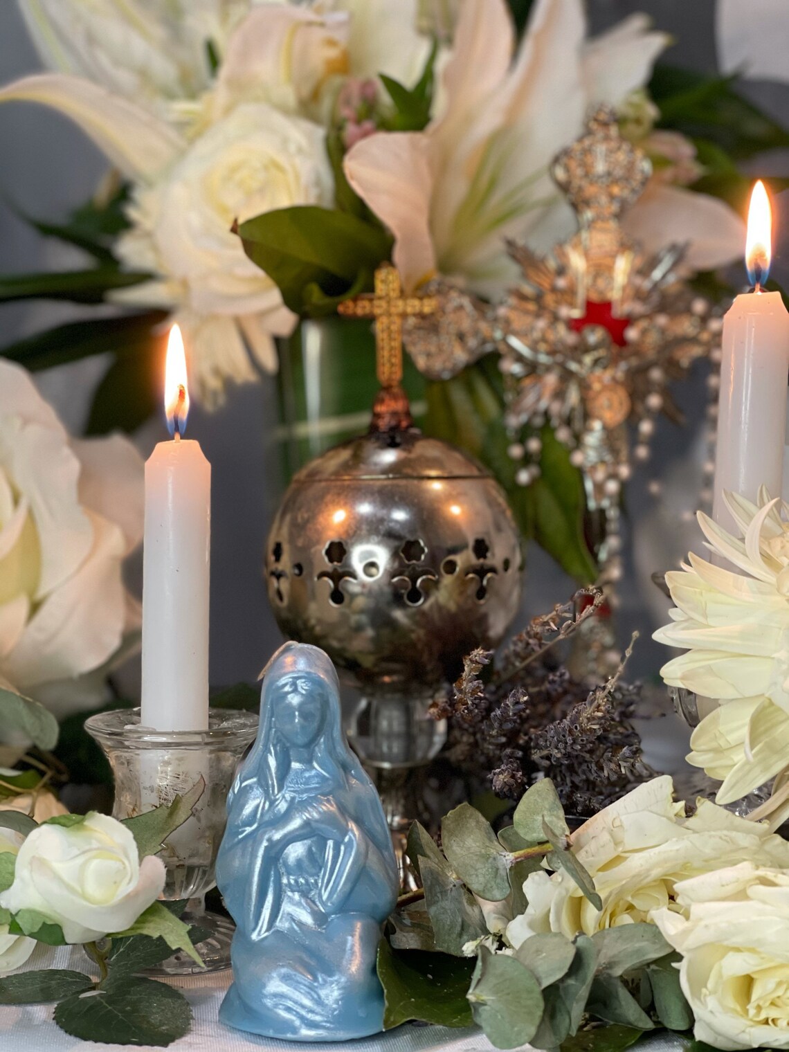 4 Praying Mary Candle Blessings Spirituality Etsy