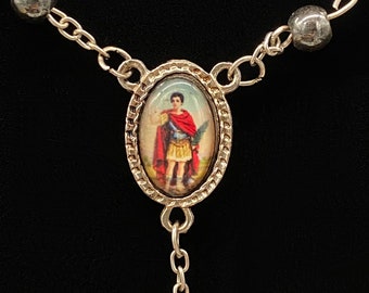 Saint Expedite Blessed Rosary + Hematite + San Expedito + Expeditus + Fast Luck + Money + Quick Results + Rosario