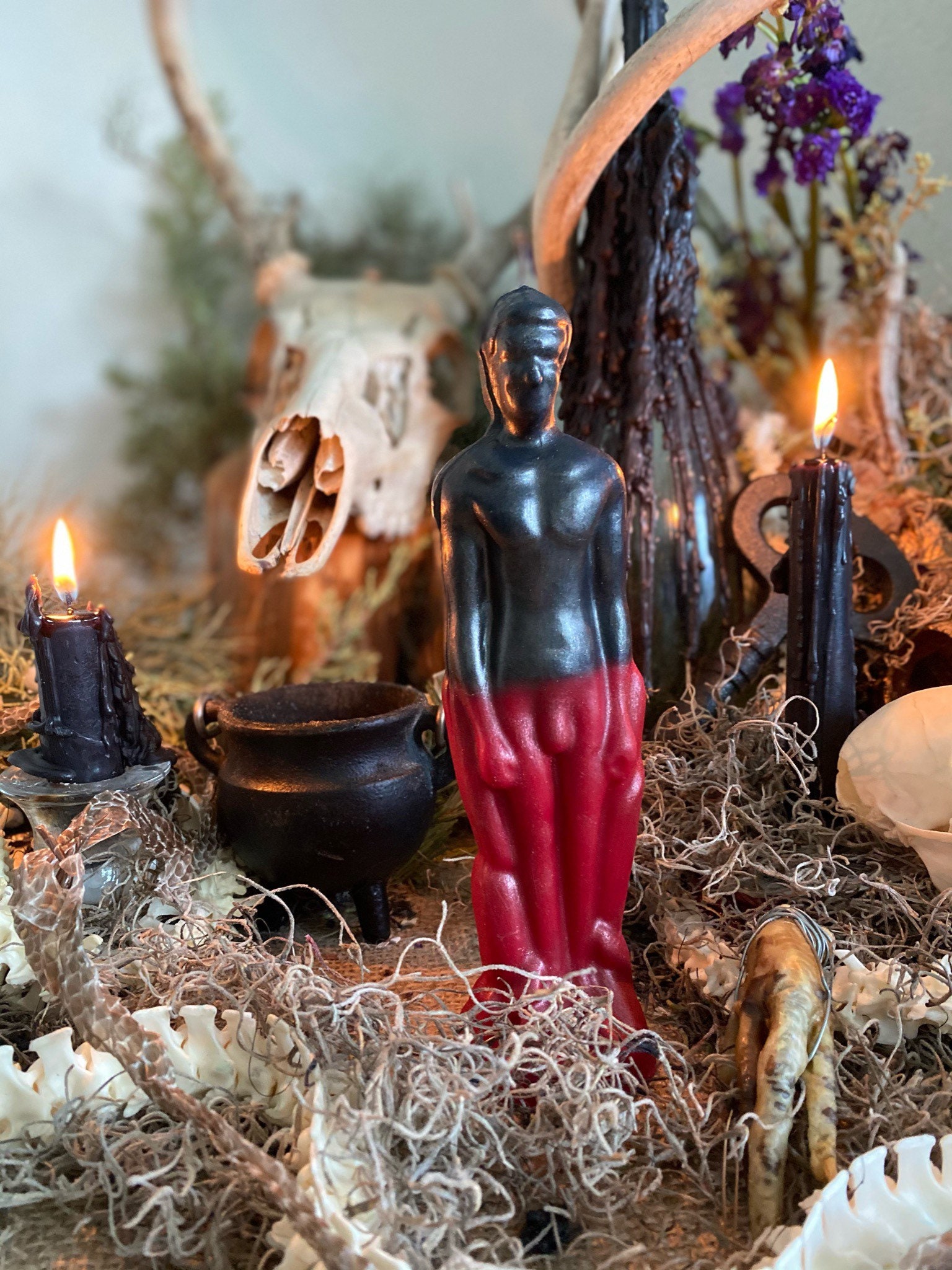 Reversing or Love Uncrossing Male & Female Figure Candles + Elegua