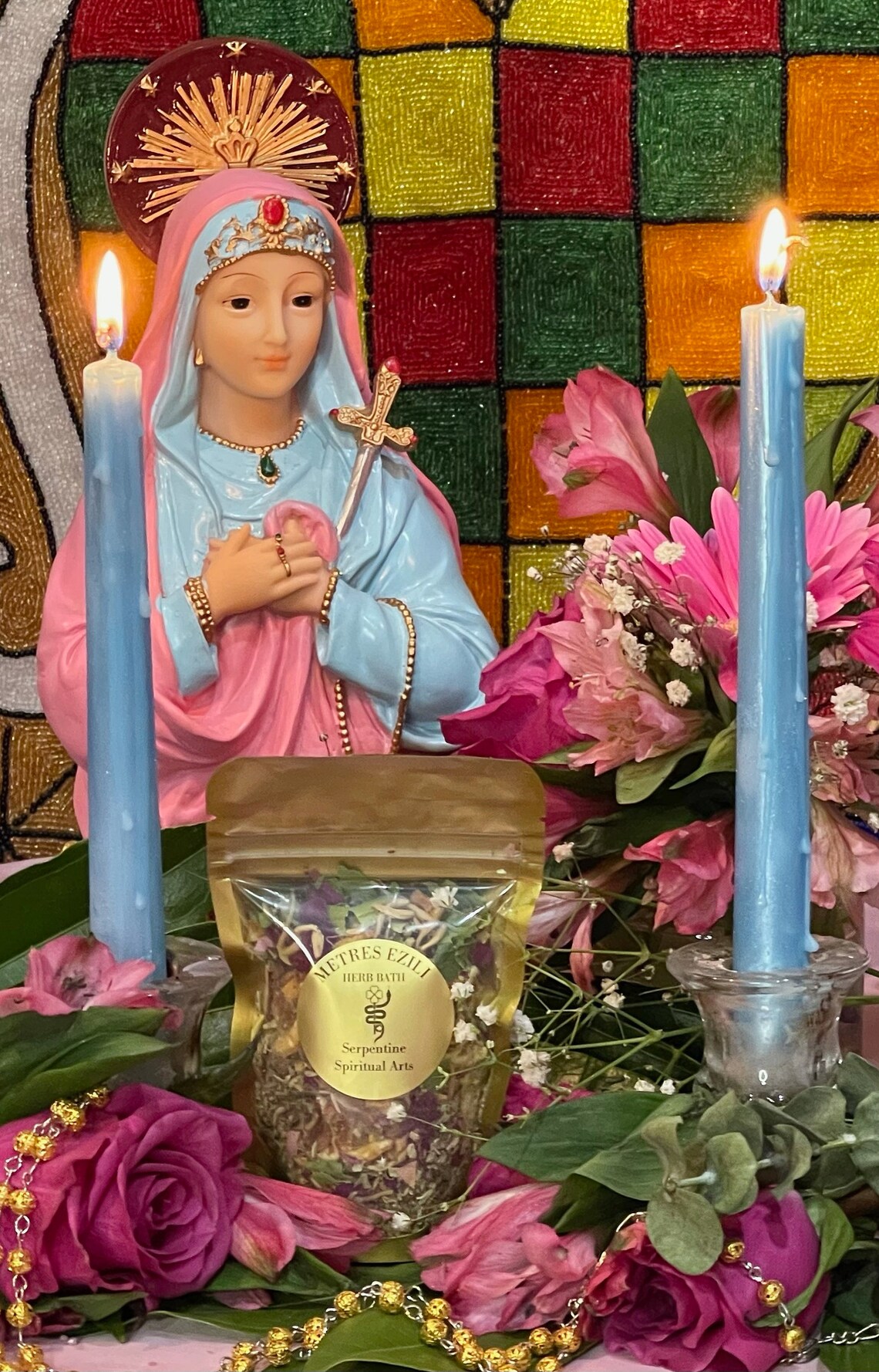 thumbnail interactive-video image 1 of Erzulie Freda 7 Day Prayer Candle - 8 Inch Devotional Candle For Spiritual Rituals And Altar Decor 1 of 13
