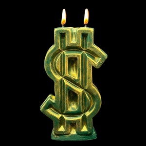 Big Dollar Sign Candle + Money Drawing + 8”