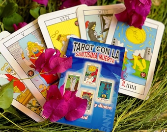 Tarot con la Santisima Muerte + Blessed + Booklet & Cards + From Mexico (Spanish Edition) + New