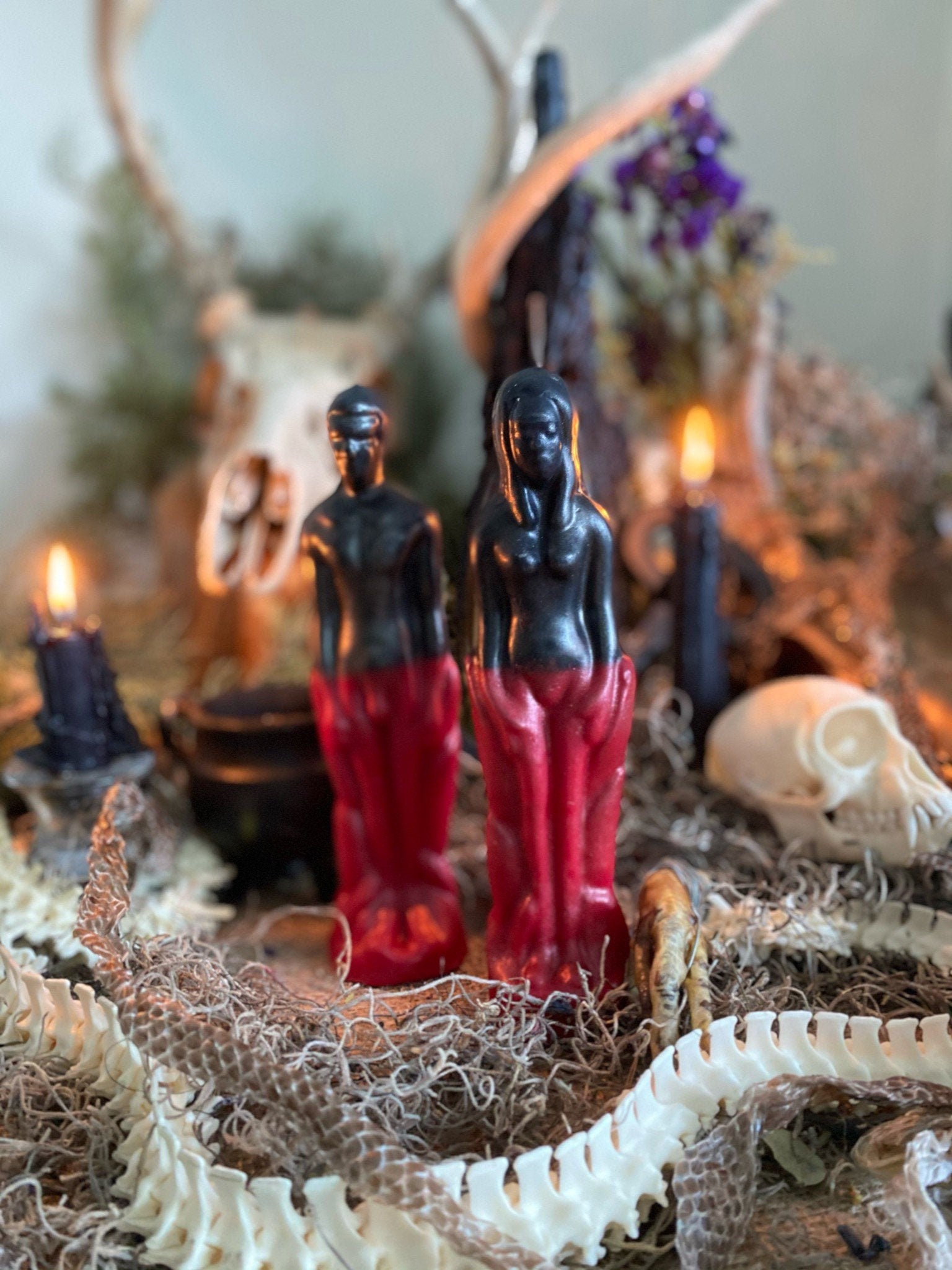 キャンドル OLGA  CANDLE Ends Evil Three nuns Reversing or Love Uncrossing Male & Female Figure Candles + Elegua