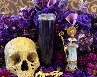 Saint Cyprian Vigil Candle + Necromancy + Witchcraft + Sorcery + Occult + Road Opening + Protection + Mastery + Domination + Healing + Curse
