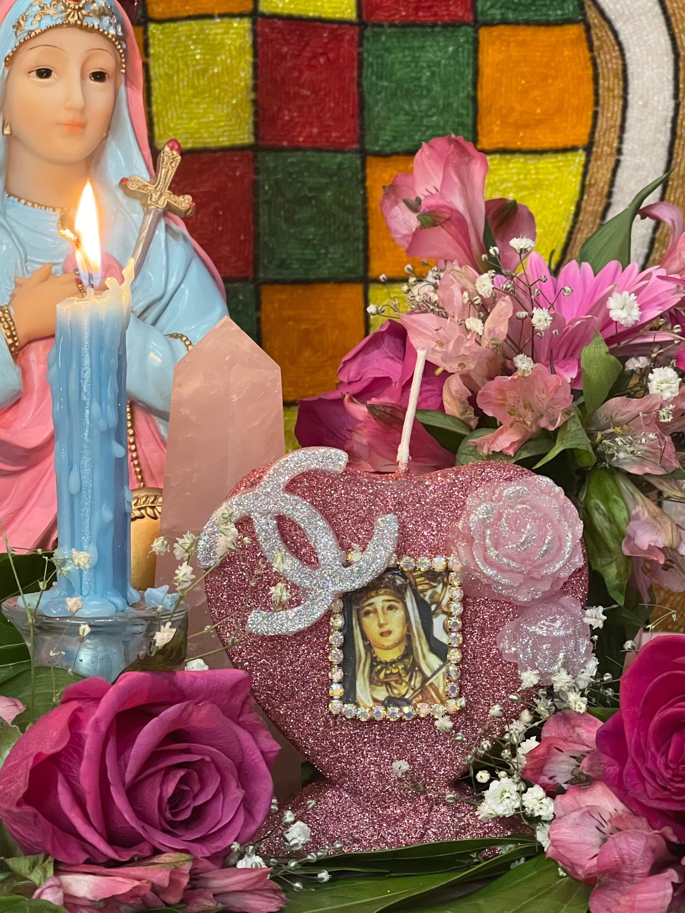 Metres Ezili Freda Heart Candle Metresili Blessed Fixed 24K Gold - Etsy
