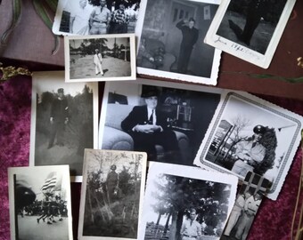 Lot of Vintage Black & White Photographs / Vintage Men in Uniform Photographs Oddity / Junk Journal Ephemera / Scrap booking mixed media