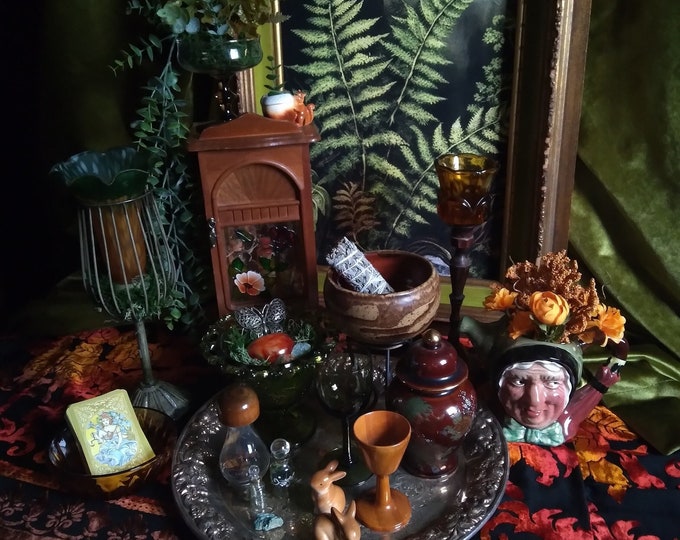 Vintage Forest Cottage Witch Altar Kit / Master Apothecary Green Witch ...