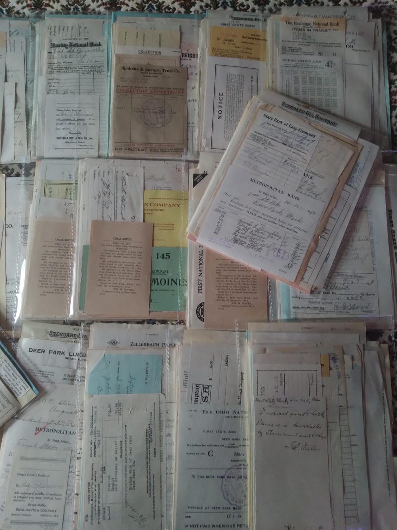1919 & 1920s Vintage Receipts and Invoices Pack / Vintage Ephemera ...