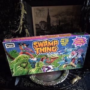 RARE Vintage Swamp Thing Board Game &quot;Battle for the Bayou&quot; 1991 Rosewood Arts / Vintage Board Game / Halloween Monster Oddity Gothic Decor