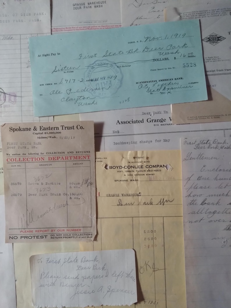 Notes 1900s 1919 & 1920s Vintage Receipts and Invoices Pack / Vintage Ephemera ...