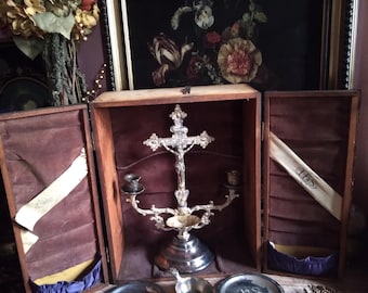 Epic VERY OLD Antique 19th Century Catholic Last Rites Communion