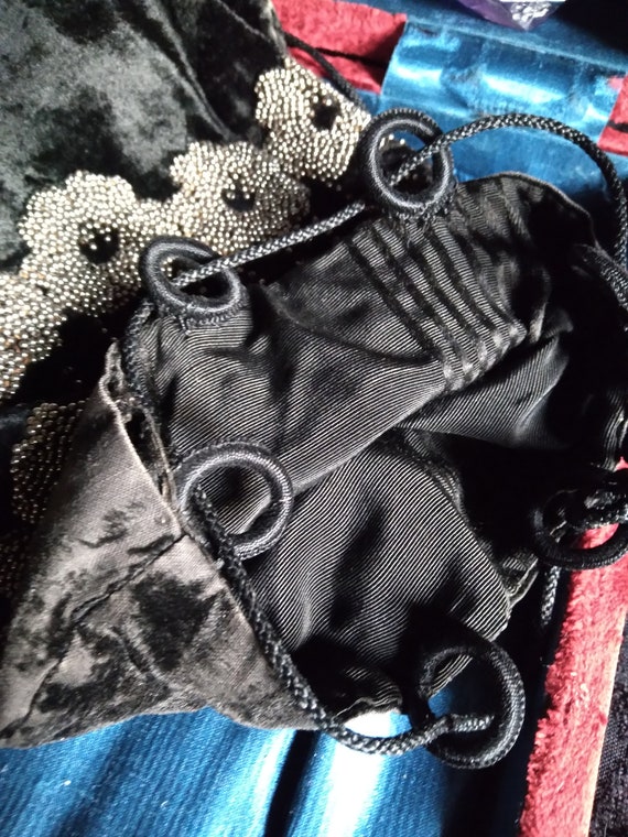 Stunning Antique Black Velvet Silk Pouch / Tarot … - image 5