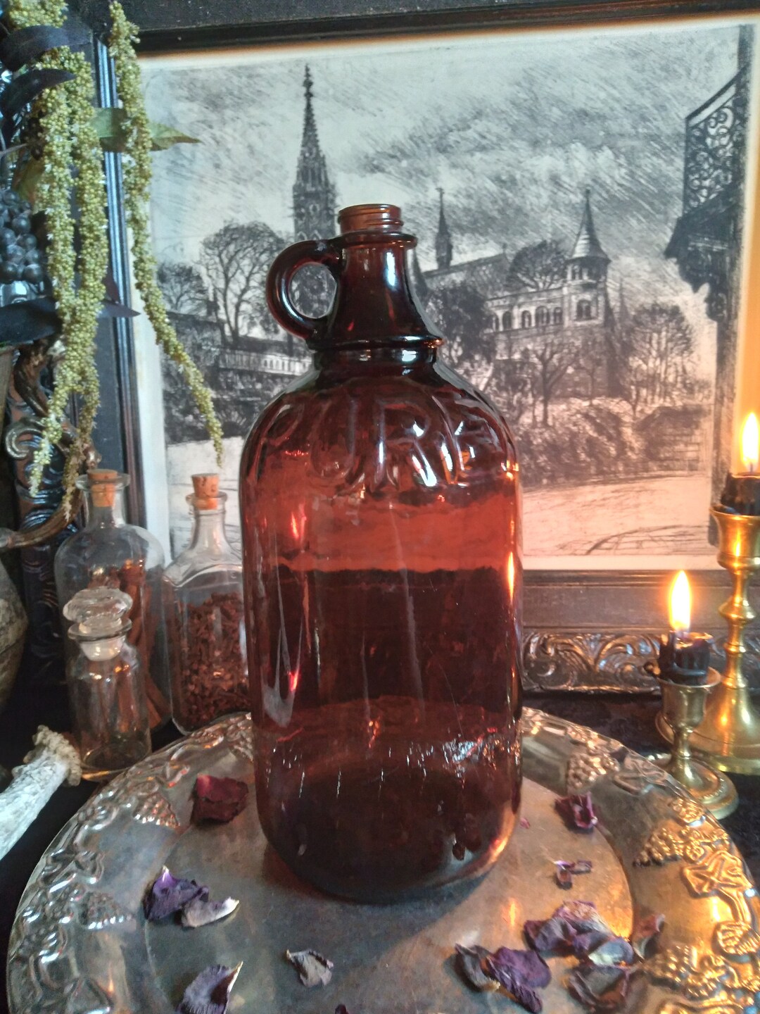 Large Vintage Purex Bleach Bottle / Glass Apothecary Bottle / Spell Jar