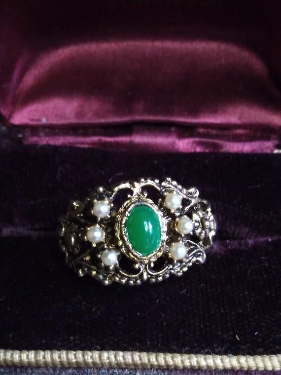 Vintage Gold Adjustable Victorian Ring / Faux Seed