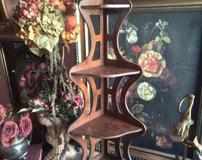 Vintage Apothecary Shelf / Corner Shelf 4 Tier Wood Shelf /herb Storage ...