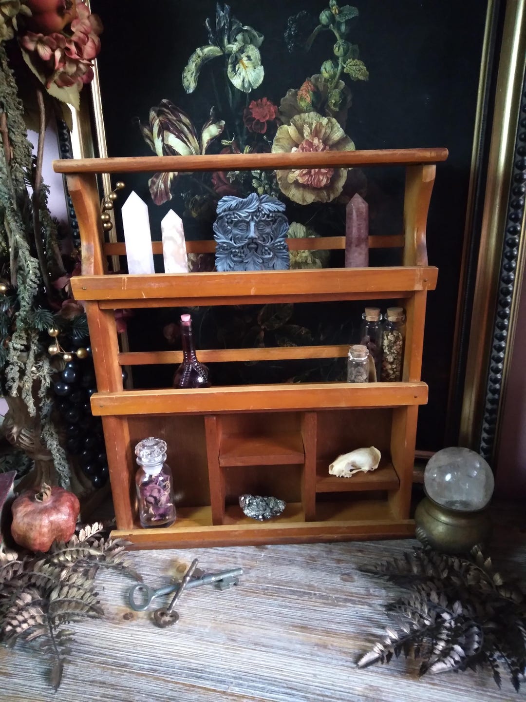 Vintage Witch Apothecary Wooden Shelf / Herb Storage Spice Rack / Knick ...